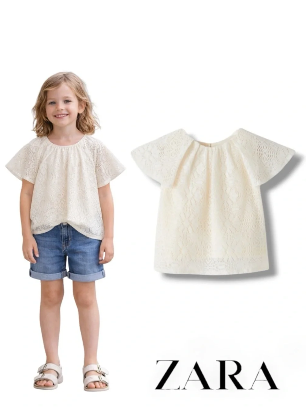 ZARA Kids Ecru Lace Top NWT Size 10 or 14